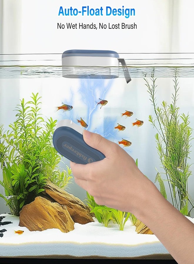 fishkeeper Magnetic Aquarium Glass Cleaner, Fish Tank Algae Scraper Cleaner Tools with 2 Detachable Blades Scraper, Double Side Floating Scrubber Brush, for 0.2-0.7 Inch Thick fish Tank (L) - Image 5